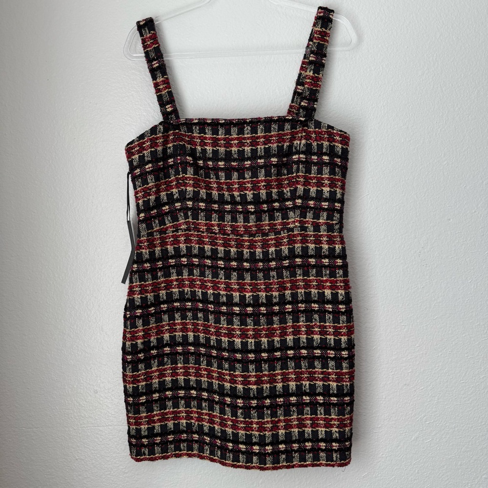 House of Harlow 1960 Boucle Dress Black Red Gold StrapS Preppy‎ Academia NEW - Picture 16 of 16